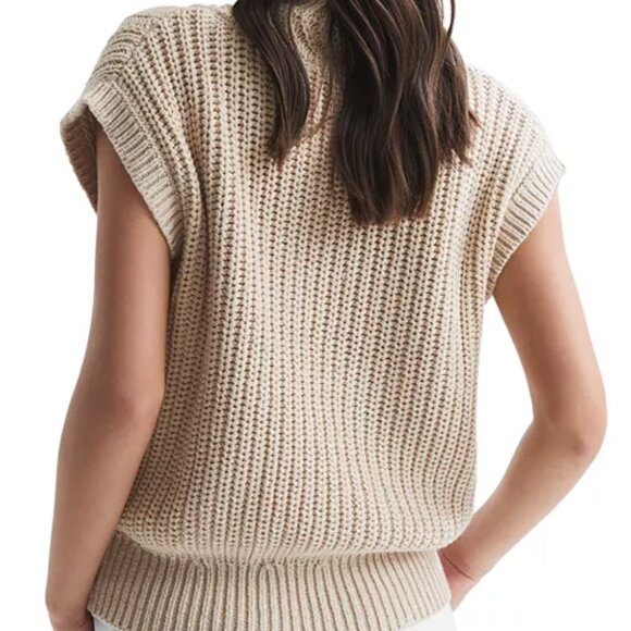 Reiss Cable Knit Sweater Vest in Natural, Size XS - Picture 6 of 10